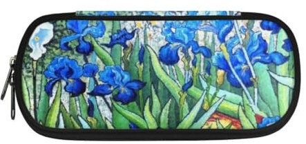 Jeiento Lightweight Pencil Case Pen Box for Girls Van Gogh Iris Pattern Office Stationery Organizer for Students Women Men School&Office Supplies