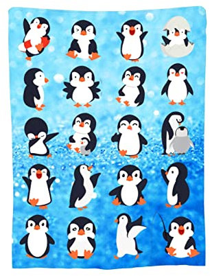 TDTRADD Niedliche Pinguin-Decke, weich, warm, gemütlich, Flanell-Fleece, Überwurf, Decken für Erwachsene, Baby-Bettwäsche, Geschenke, 127 x 101 cm