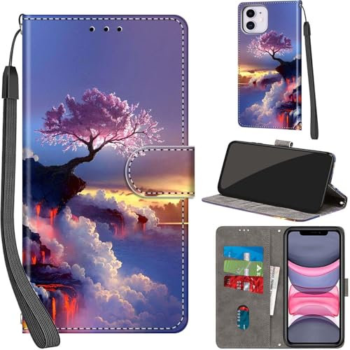 PHINIENLAND Case for iPhone 11 Case Premium PU Leather Flip Wallet Cover with Card Slots Kickstand Magnetic Book Cover Compatible with iPhone 11 Cover - Mountain