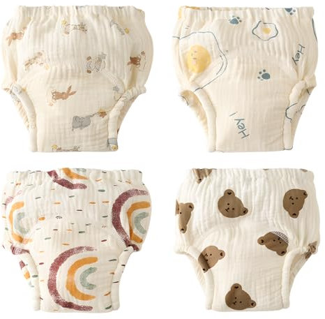 HahaGo Töpfchen Trainingshose, Windelhosen Kinder, 4 Stück Baby Stoffwindel, Potty Training Pants, Wiederverwendbare Stoffwindeln, Waschbar Stoffwindel für die meisten Babys und Kleinkinder(5-9kg)