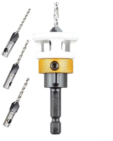 Zilimontt 4 brocas avellanadas con tope de profundidad, brocas avellanadas, taladros de madera, contador de carpintería para carpinteros, amantes del bricolaje