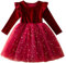 Weihnachtskleid Mädchen - Santa Prinzessin Xmas Party Kleinkind Mädchen Winterkleid Langarm Elch Weihnachten Rundhals Elegant Partykleid Große Größen Swing Kleid Freizeitkleid Herbst Winter