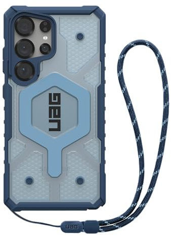 URBAN ARMOR GEAR Bundle Pathfinder MS Case/Lanyard kompatibel mit Samsung Galaxy S25 Ultra (Wireless Charging/Magnetische Aufladung kompatibel, Hülle inkl. Band) blau (schwarz/Graphite)