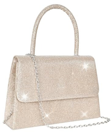 Kettentasche, Kleine Tasche Damen,Fashion Pailletten Tasche, Glänzende Pailletten Abendtaschen mit Abnehmbarer Kette,Clutch,Brauttasche,für Abschlussball, Party,Freizeit Date,Geschenk