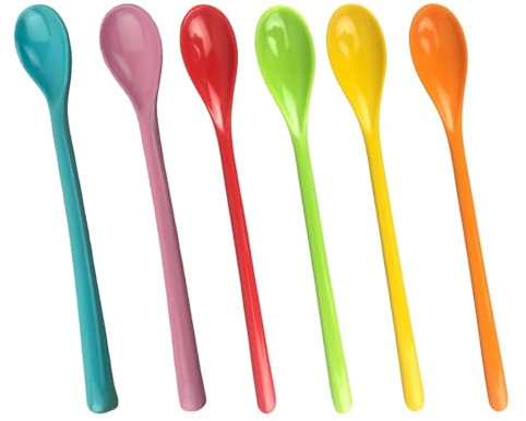 6 StüCk KunststofflöFfel Lang FüR Desserts,PlastiklöFfel Lang,DessertlöFfel,PlastiklöFfel Groß,EierlöFfel,EierlöFfel Kunststoff,Bunte KunststofflöFfel,FüR KüChe, GeträNke, Joghurt Und Eis(Bunt)