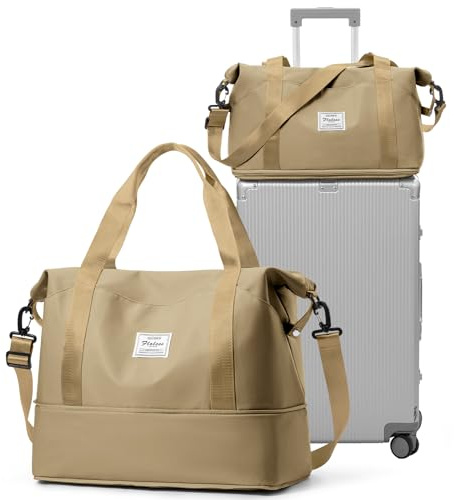 for Ryanair Airlines Underseat Cabin Bag 40x30x20 Weekend Overnight Carry on Holdall 40x20x25 for Women Travel Duffel Sport Gym Tote Mum Hospital Bags with Wet Pocket,A09-Khaki