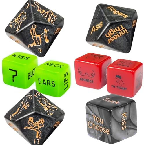 TAUOE Giochi di dadi Giochi per coppie Giocattoli per coppie Idee regalo Dadi per la serata romantica Parti del corpo e azioni fosforescenti Giochi di coppia maliziosi per la camera da letto