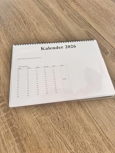 Wochenkalender 2026, DIN A4 Querformat, Tischkalender, Bürokalender mit Wochenübersicht, Spiralbindung