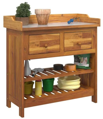 vidaXL Garden Cabinet with Drawer with Shelf Brown 78 x 36.5 x 78cm, Living Room, Modern Storage Unit, Rectangular Multipurpose Cabinet, Wooden Solution, Functional Organizer