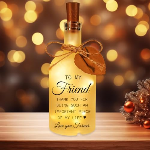 Friend Gifts, Night Bottle Light, Best Friend Birthday Gift for Women, Bottle Lamp with Heartfelt Quote, Unique Friendship Gifts for Women, Friendship Gift for Her, Perfect for Soul Sister, Bestie