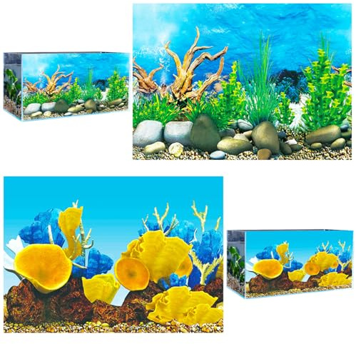 VLYX 3D Aquarium Background PVC Ocean Underwater Decor 62cm x 30cm for Saltwater Freshwater Fish Tanks