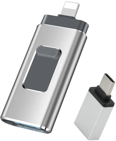 USB Stick 256GB for iPhone, No APP Needed, 4-in-1 Flash Drive for iPhone/iPad/Android/PC, USB Photo Stick, Plug and Play, Enabling Swift Transfer of Photographs and Videos