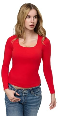 creamy fabrics Damen Top mit integriertem BH Langarm | Stützender Innenbereich mit herausnehmbaren Pads für glatte Linien flexiblen Sitz und cleane Outfits