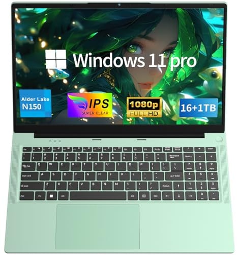 NAIKLULU 15.6 Pollici Pc Portatile 2026, Processore N150 (1,2 a 3,6 GHz), 16GB RAM 1TB SSD Computer Portatile Laptop, Tastiera Completa Retroilluminata, FHD 1920x1080P, Batteria 6000mAh