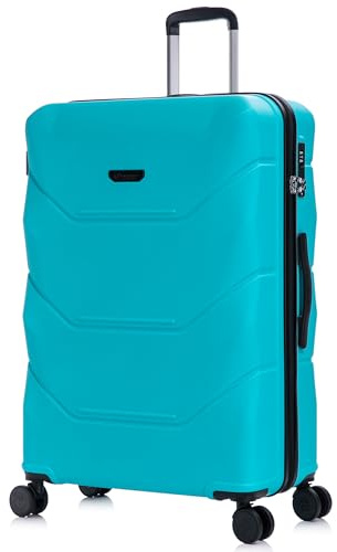 Rocklands® Large Suitcase Hard Shell Thick ABS with TSA Combination Lock, 4 Dual Spinner Wheels, Lightweight Luggage Durable Travel Trolley Case (Turquoise, Large (28 Inch))
