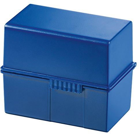 HAN Karteibox DIN A7 quer, es, attraktives Design für 300 Karteikarten mit Stahlscharnier und Schnappverschluss, blau, 977-14, 1 Stück