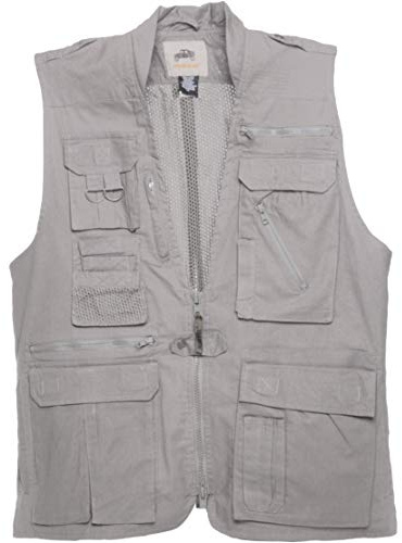 Humvee Photography Utility Vest with 21 Pockets - Perfect for Travel, Safari, Hunting, Camping & More | 100% Cotton, Comfortable & Sturdy | Fishing Vest for Men & Women - Great Gift - Gray, Medium