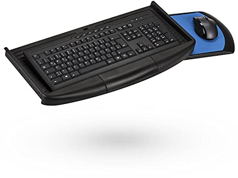 SO-TECH® Tastaturauszug schwarz mit Mauspad Tastaturablage Tastaturschublade PC Tastatur Auszug