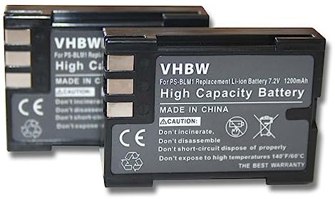vhbw 2X Batterie Compatible avec Olympus E-30, E-300, E-330, C-5060 Wide, E-510, E-1, E-3, E-500, E-520 Appareil Photo (1200mAh, 7,2V, Li-ION)