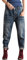 Youlee Damen Herbst Denim Edgy Jeans mit Taschen Tiefes Blau