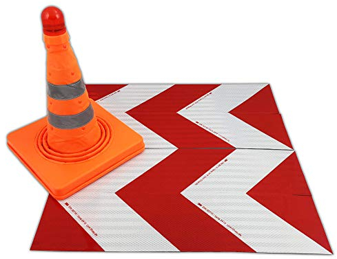 UvV Magnetische 3M Kfz-Warnmarkierung Anwendungspaket 4 Streifen Magnetfolie (Set mit Kegel)