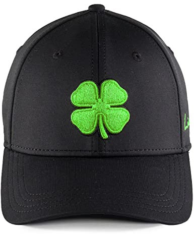 Black Clover Premium Clover 51 - Herren Mütze, Schwarz, Kleeblatt, Live-Lucky-Logo, Anpassbar, Flaches Profil, Sport, Sommer, Golf, Baseball