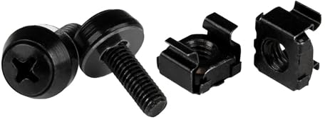 StarTech.com Écrou cage M5 - Vis M5 - Pack de 100 - Écrous cage et vis M5x12 de montage pour rack et armoire serveur - Noir (CABSCREWM52B)