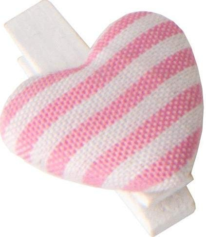 Lot de 6 pinces à linge en forme de cœur en jute, marque-place, fermeture Éclair, décoration pour bonbonnières, baptême, mariage (Rouge)