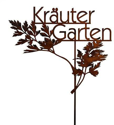 Rost - Gartenstecker - Schriftzug Kräutergarten - Durchmesser 50cm / Länge 120cm - Hochwertige Gartendekoration