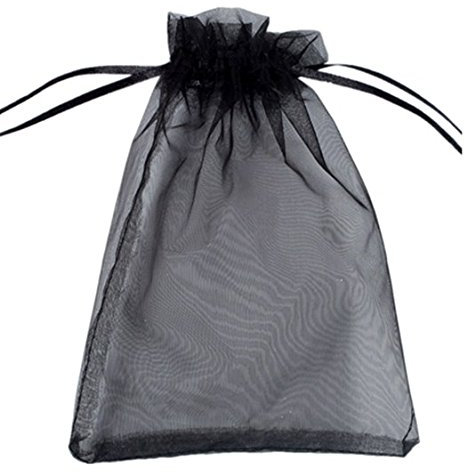 USFEEL Lot de 50 sachets à dragées en organza avec cordon de serrage pour mariage, décoration de fête, cadeau (12,7 x 17,8 cm, 10 noir)