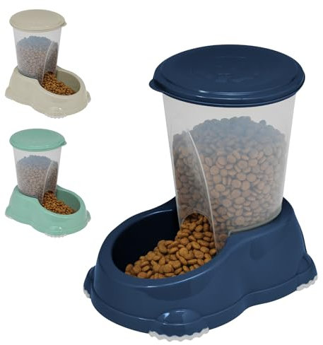 CAT CENTRE Smarty Snacker Bowl 1.5L Automatic Gravity Dry Food Dispenser Snacks Dog Rabbit Small Animal Premium Pet Supplies Kittens Healthy Feeder Dark Blue