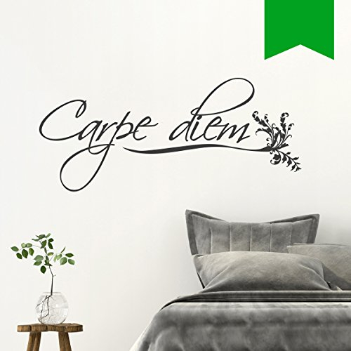 WANDKINGS Wandtattoo - Carpe Diem - 50 x 22 cm - Gelbgrün - Wähle aus 5 Größen & 35 Farben