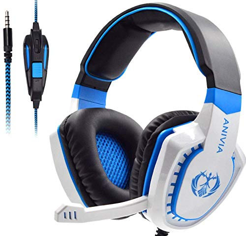 USB Stereo Gaming Headset PC, SADES L9Plus 7.1 Virtual Surround Sound Noise Isolation Over Ear Headphones with Mic, LED Light, Deep Bass, Soft Memory Earmuffs for Laptop Desktop Computer (Black Blue)