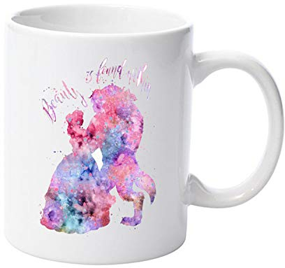 LBS4ALL Tasse en céramique inspirée de la Belle et la Bête - 325 ml - Cadeau de Noël, d'anniversaire, de Noël, de fête des pères, de fête des mères