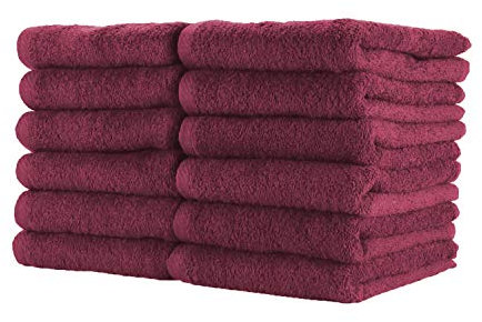 Arkwright Bleichsicheres Salon-Handtuch – 100% ringgesponnene Baumwolle, weich, schnell trocknend, super saugfähig, Handtücher für Kosmetologie, Spa, 40.6x68.6 cm. (12 Stück), Burgunderrot