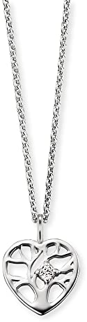Herzengel Mädchen Kinder Halskette aus Sterling Silber und einem Lebensbaum Anhänger mit Herz Symbol und Zirkonia Stein - Karabinerverschluss - längenverstellbar - nickelfrei
