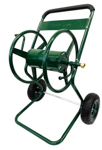 HydroSure Two Wheel Hose Cart Front Loader 100m | Heavy Duty Metal Frame Reel System with Pneumatic Tyres, Large Capacity Garden Storage with Smooth Wind Handle for Outdoor Use