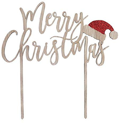 Merry Christmas Wooden Cake Topper from Club Green