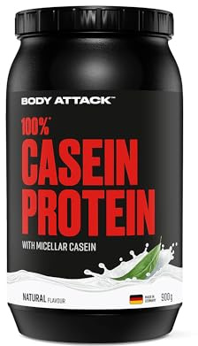 Body Attack 100% Casein Protein, Natural, 900g Eiweißpulver - reich an essentiellen Aminosäuren - Muskelaufbau und Erhalt