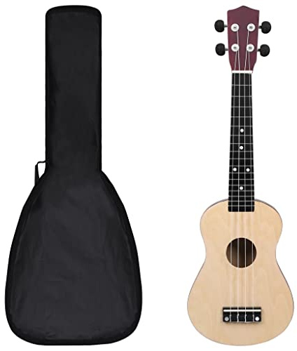 VidaXL Ukulele soprano con borsa per bambini in legno chiaro 23
