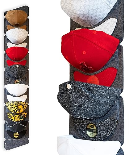 CT Design Cap Rack, Functional Art Fitted Cap Display, Snapback Baseball Hat Display and Storage Interior Design Solution, No Assembly Display Hat Rack for Flat Billed Caps.