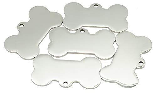 Edelstahl-Erkennungsmarken in Knochenform, blanko, mit Schlüsselringen, 10 Stück