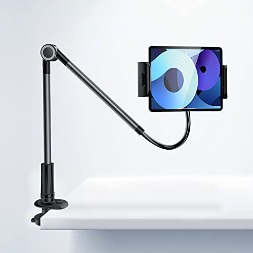 APPS2Car Gooseneck Tablet Holder, Flexible Lazy Arm Tablet Stand for Bed, 360° Adjustable Tablet Holder Clamp Compatible for iPad/iPhone Series, Samsung Galaxy Tabs, and Other 4.7 - 12.9 Devices