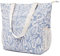 WANDF Floral Beach Tote Water-resistant Beach Bag Large Shoulder Bag for Yoga Travel with Multi Pockets (Blue Leaf)
