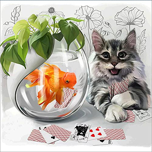 MQOK Kreative Holzpuzzles 3000 Stück Goldfisch und Kätzchen Puzzle 3000 Stücke Erwachsene Puzzle Holzpuzzle Cartoon Puzzle Für