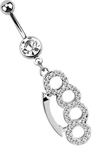 Modern Nature Piercing-Schmuck Bauchnabelpiercing 316l Stahl Banane, 1,6 x 10 mm, Zirkonia mit Schlagring in klar