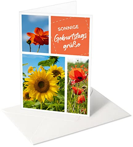 Komma³ Papeterie und mehr e.K. Inh. A. Weise: Modern & farbenfrohe Glückwunschkarte: Sonnige Geburtstagsgrüße