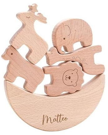 Holzbausteine personalisiert, Stapelspiel mit Namen, Balancierspiel, Kinderspielzeug, Bauklötze