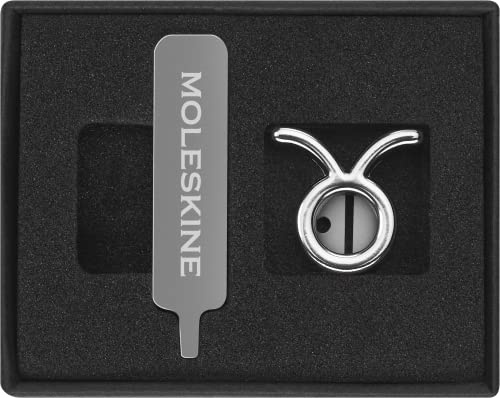 Moleskine Taurus Pin for Notebook or Diary, Zodiac Symbol Pin, Personalise Elastic Closure, Personalised Gift Ideas, Silver Colour