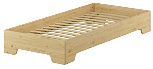 Erst-Holz®Kastenbett Bettrahmen 100x200 Pensionsbett, Gästebett mit wählbarem Zubehör V-60.56-10Federleisten